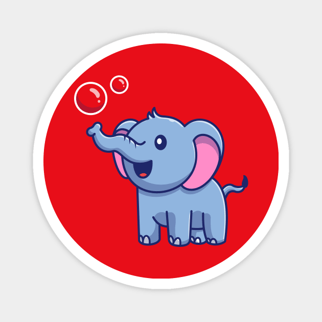 Cute Elephant With Bubbles Cartoon Magnet by Catalyst Labs